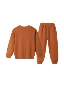 Annil Conjuntos de sudadera de cuello redondo para niñas preadolescentes en ropa infantil, para usar en exteriores y de forma casual en invierno, forrados térmicamente, cálidos con estampados