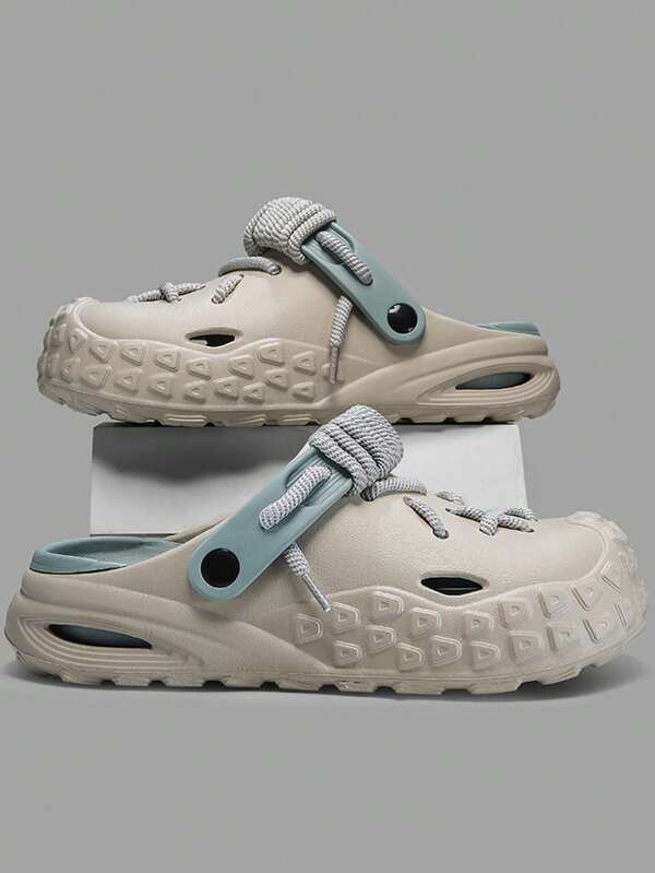 Herren Mode Schnürung Slide Sandalen, rutschfeste schnelltrocknende Slip-On Schuhe geeignet für Innen- und Außenbereich, Herren Strand Schnürsandalen (Empfehlung: eine Größe größer für breite, lange oder hochgewölbte Füße bestellen)