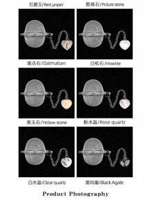 Crystal Agate Stone Heart Shaped Tea Infuser, 304 Stainless Steel Tea Strainer, Practical Kitchen Tool - Nhiều màu - Xem 6