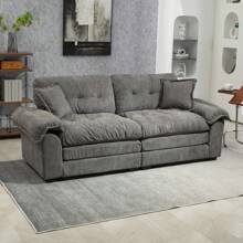 84" Chenille Sofa Small Sofa Loveseat Deep Seat Sofa Couch With 2 Throw Pillows & Memory Foam For Living Room Apartment Office Lounge - Xám - Xem 1