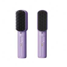 Portable Cordless Straight Hair Comb,Portable Negative Lon Straightening Brush,Long Battery Hot Comb Hair Straightener,Lightweight & Mini Carry,Settings Anti-Scald ,Dense Bristles,Heat Brush Straightener For Women,Flat Iron Comb For Thick Curly Hair - Purple - View 7