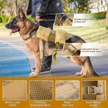 Arnés táctico para perro con bolsillos, arnés de chaleco militar ajustable para perros medianos y grandes con paneles de , arnés resistente y sin tirones para caminar, senderismo y entrenamiento - Multicolor - Ver 7
