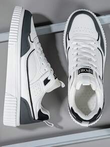 Men's Sport Sneakers, Fashion Stylish Casual Lace-Up Skate Shoes, Personalized Street-Style Male Shoes - white ash - View 2