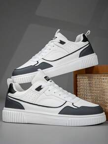 Men's Sport Sneakers, Fashion Stylish Casual Lace-Up Skate Shoes, Personalized Street-Style Male Shoes - white ash - View 5