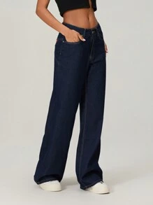 Women Fashion Jeans Star Pattern Loose Denim Pants Spring Fall Casual Low Waist Trousers