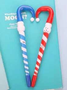 5 Stücke kreative Cartoon Zauberstab Schneemann Kugelschreiber, Weihnachtsmann Zuckerstange Kugelschreiber, Feiertagsgeschenk-Party Heimgebrauch Stifte Schulmaterial, Rückkehr zur Schule