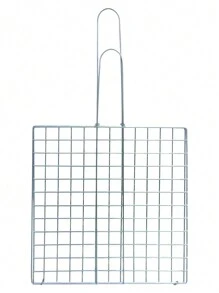 Galvanised Steel Folding Grill With Handles, 30 X 30 Cm Square Grid, With Pin To Close The Grill, Ideal For Fish, Skewers, Chicken, Meat, Charcoal Or Smoked Vegetables. - 淺灰色 - 查看 3