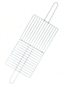 Galvanised Steel Folding Grill With Handles, 30 X 30 Cm Square Grid, With Pin To Close The Grill, Ideal For Fish, Skewers, Chicken, Meat, Charcoal Or Smoked Vegetables. - 淺灰色 - 查看 5