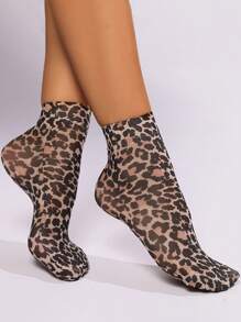 6/3/2/1 Paar leopard-, schlangen-, tiger- und schmetterlings-rosenkopf-muster atmungsaktive dünne kurze Socken, Damen transparente Strumpfwaren & Socken