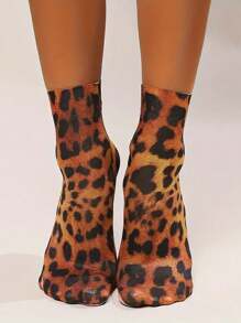 6/3/2/1 Paar leopard-, schlangen-, tiger- und schmetterlings-rosenkopf-muster atmungsaktive dünne kurze Socken, Damen transparente Strumpfwaren & Socken