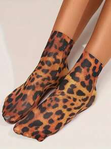 6/3/2/1 Paar leopard-, schlangen-, tiger- und schmetterlings-rosenkopf-muster atmungsaktive dünne kurze Socken, Damen transparente Strumpfwaren & Socken