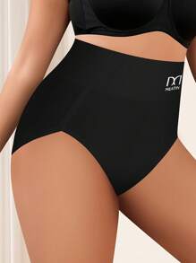 DRTTSN 10 Pcs Women's Stripes Breathable & Comfortable Fit Women's High Waisted Panties Elastic Soft Hip Wrapping High Waisted Thigh Panties Student Back To School Panties & Women's High Waisted Fashion Panties - 黑色 - 查看 4