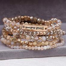 Set de 6 pulseras de cuentas de vidrio y CCB para mujeres, color raíz de loto, de verano