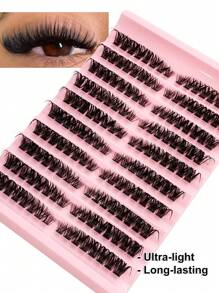 Sibeuna 160 cụm mi giả D-Curl 8-16mm, Bộ 100 cụm mi giả mềm mại, Cụm mi giả dày, Mi giả riêng lẻ, Cụm mi giả lông chồn, Mi giả dày - màu đen - Xem 4