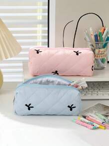 1 件蝴蝶结铅笔盒、可爱铅笔盒、笔筒、零钱包、橡皮擦铅笔刀收纳袋、简约化妆品收纳盒、办公文具荧光笔盒、学校用品返校、铅笔袋、书包 - 彩色 - 查看 2