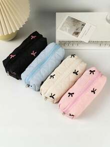 1 件蝴蝶结铅笔盒、可爱铅笔盒、笔筒、零钱包、橡皮擦铅笔刀收纳袋、简约化妆品收纳盒、办公文具荧光笔盒、学校用品返校、铅笔袋、书包 - 彩色 - 查看 5