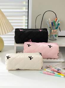 1 件蝴蝶结铅笔盒、可爱铅笔盒、笔筒、零钱包、橡皮擦铅笔刀收纳袋、简约化妆品收纳盒、办公文具荧光笔盒、学校用品返校、铅笔袋、书包 - 彩色 - 查看 1