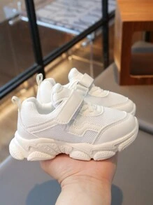 1 双春秋新款儿童透气网眼白色运动鞋，防滑软底 - 米色 - 查看 2