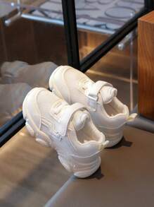 1 双春秋新款儿童透气网眼白色运动鞋，防滑软底 - 米色 - 查看 5