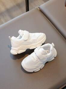 1 双春秋新款儿童透气网眼白色运动鞋，防滑软底 - 米色 - 查看 3