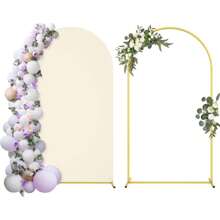 Arch Backdrop Stand With Spandex Arch Cover,7.3FT Wedding Balloon Arch Stand,Square Arch Frame For Wedding Birthday Party Bridal Baby Shower Ceremony Banquet Decoration - Gold - View 5