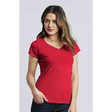 Gildan Ladies Soft Style Short Sleeve VNeck TShirt (Red) - 100% Cotton - Red - View 6