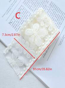 1pc Handmade Ivory Mesh Embroidered Floral Lace Ribbon Bowknot Hair Accessory Materials