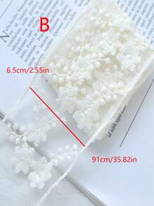 1pc Handmade Ivory Mesh Embroidered Floral Lace Ribbon Bowknot Hair Accessory Materials