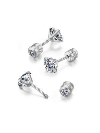 6pcs/Set Stainless Steel & Ear Bone Stud Earrings For Women