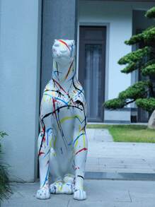 Large Modern Resin Leopard Sculpture, Classic Leopard Statue For Home Decor, Height: 31.5 Inches, Large Size For All Kinds Of Store Halls, Very Eye-Catching - White - View 2