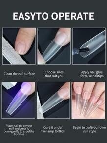 240 件软凝胶指甲刀，哑光全覆盖按压指甲刀尖头指甲棺材指甲可剥离凝胶延长指甲胶囊按压指甲女孩女士美甲 DIY 用品