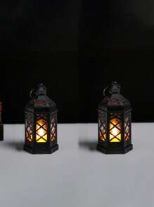 1/2/4 pièces Lanterne hexagonale portative de Ramadan (pile incluse), porte-bougie LED de style européen rétro simulé, imitant les effets de la lumière de bougie réelle, décoration de fête, décoration extérieure, décoration de jardin, convient pour les festivals quotidiens, Halloween, Noël, Action de grâce - Idéal pour les jardins, à l'intérieur, les chambres à coucher, les tables et l'extérieur