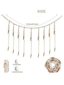 1 Piece Of Bohemian Style Wooden Bead String Hanging Photo Display, Natural Wood Color Wooden Bead Rope Flow Su Wood Clip Photo Storage Decoration Suitable For Classrooms, Dormitories, Bedrooms, Etc