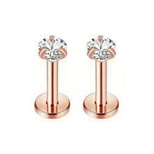 1 Pair Of 16G Stainless Steel Round Heart Five-Pointed Star Zirconia Lip Stud Nose Stud Lip Stud Monroe Lip Ring Spiral Earrings