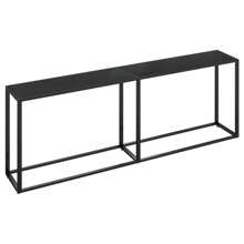 Black Console Table 225x75.5 Cm Tempered Glass Modern Design Stylish Furniture