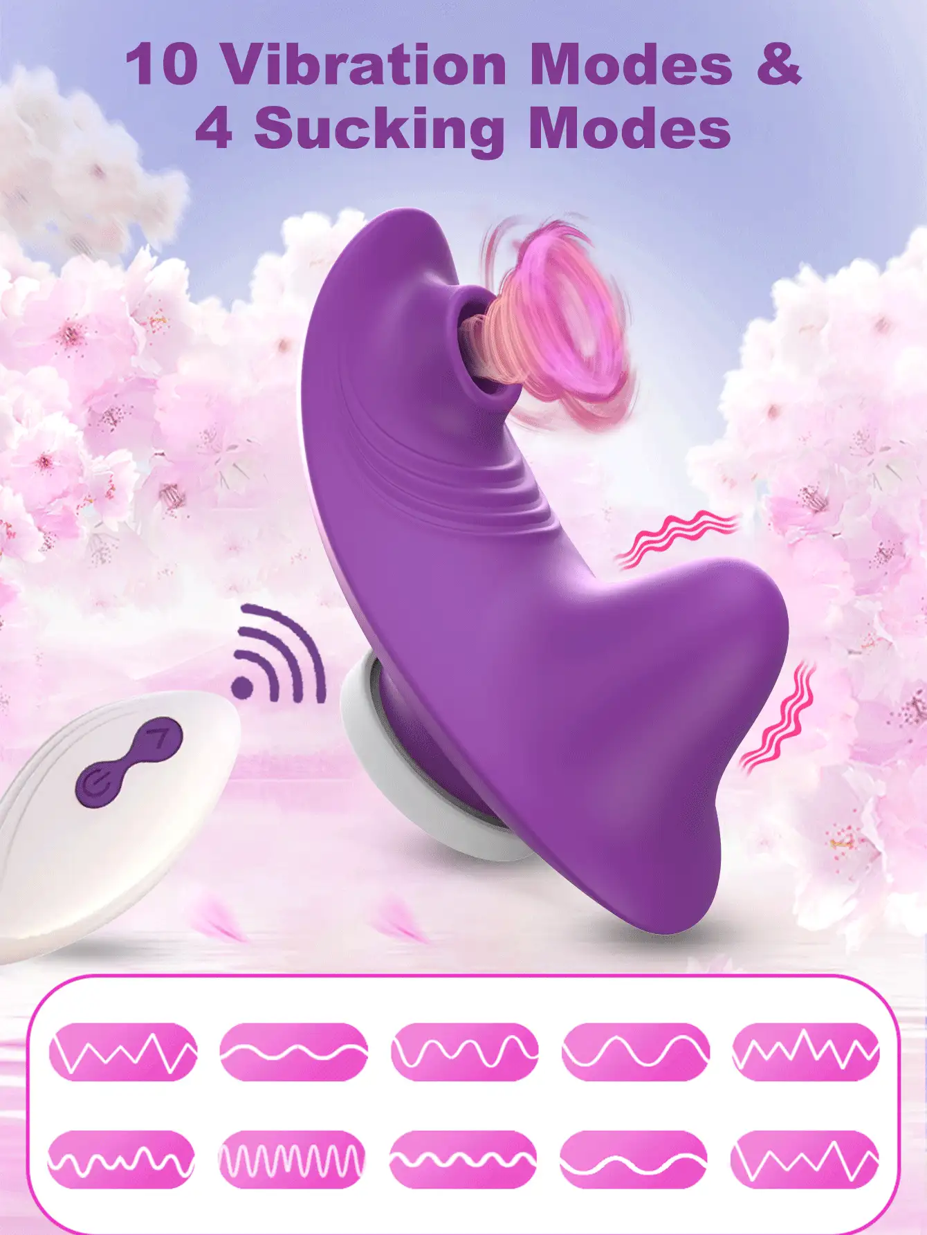 Jouets sexuels Ventouse Vibromasseur pour femmes avec télécommande Produits sexuels pour adultes Culottes Suceur clitoridien mini portable Stimulateur vaginal du point G - Prune - Voir 3