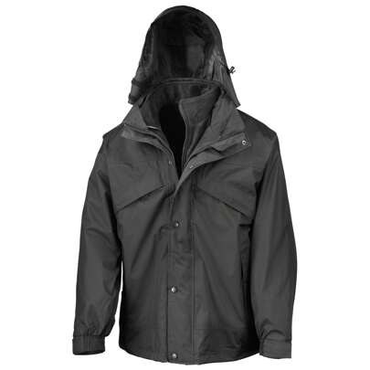 Result Mens 3 In 1 Zip And Clip StormDri Waterproof Windproof Jacket (Black) - 100% Polyester