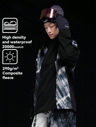 VECTOR MOTION Chinese Style Fleece Ski Jacket, Unisex Half-Zip Sports Ski Hoodie, Windproof, Waterproof, Lightweight, Warm, Breathable, Comfortable, Durable Ski Outfits