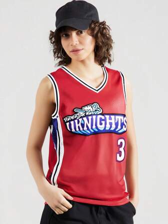 Women's No.3 Basketball Jersey, Men's Vintage Embroidery Breathable Round Neck Sleeveless Uniform Basketball Shirt For Training Competition