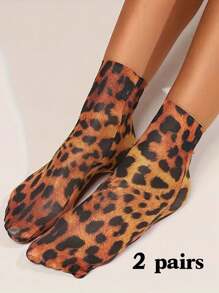 6/3/2/1 Paar leopard-, schlangen-, tiger- und schmetterlings-rosenkopf-muster atmungsaktive dünne kurze Socken, Damen transparente Strumpfwaren & Socken