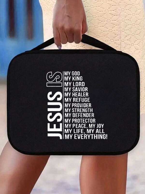 1 Peça Bolsa de Bíblia estampada com Cruz do Jesus, Estilo Minimalista e Moderno, com Alça, Bolso com Zíper, Organizador de Armazenamento, Capa Protetora Multifuncional para Livros, Adequado para Uso Diário de Estudantes