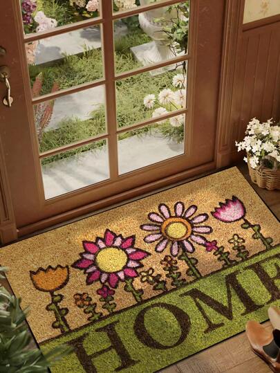 1 件花卉印花家居设计入口门垫，短毛绒速干防滑可洗门垫，适用于厨房、浴室、餐厅、走廊、派对、所有季节、春季装饰 Rama 装饰 Rama 礼物生日毕业学校装饰学校惊喜宿舍装饰返校房间装饰地毯卧室装饰地毯