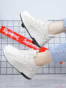 Zapatos con ruedas Heelys transformables y ajustables para patines de ruedas para niños/adultos unisex, zapatillas con ruedas de patinaje en línea retráctiles - Blanco - Ver 2