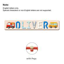 [Customized Puzzle] 1pc Personalized Name Puzzle, Wooden Name Puzzle, Automotive Style, Suitable For Christening, Birthday, Christmas, New Year Gifts, Supporting Only English Letters, Exquisite 1st Birthday Gift For Boys And Girls - Multicolor - View 19