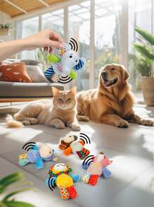 Dog Plush Toy- With Crinkle Paper & Squeaky Sound, Cute Animal Design, Dog Chew Toy For Small/Medium/Large Dogs - Multicolor - View 3