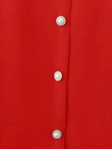 Chaqueta de primavera de forma libre, blusa con cuello en V, camisa elegante para mujer, uso versátil casual de negocios y transporte, amarillo pálido chic de vacaciones, ajuste delgado favorecedor, estilo coreano, se recomienda talla talla grande pequeña - Rojo - Ver 6