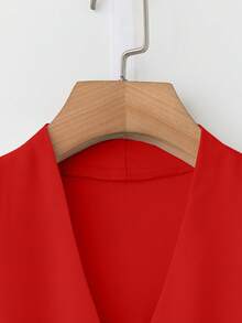 Chaqueta de primavera de forma libre, blusa con cuello en V, camisa elegante para mujer, uso versátil casual de negocios y transporte, amarillo pálido chic de vacaciones, ajuste delgado favorecedor, estilo coreano, se recomienda talla talla grande pequeña - Rojo - Ver 4