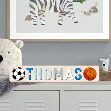 1 PC Customized Name Puzzle, Customize Your Name, Multiple Colors, Can Be Matched With Cute Elements, Wooden Educational Early Learning Toys, Baby Christening Anniversary Gift