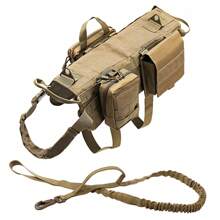 2pcs Tactical Dog Harness With 3 MOLLE Webbing Pouches And 1 Elastic Leash, Adjustable Military Dog Vest, Heavy Duty Chew Resistant Dog Chest Strap For Walking, Hiking And Training - Multicolor - View 12