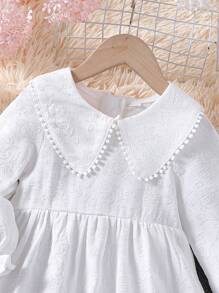Vestido Branco Elegante e Estampado para Meninas Jovens, Primavera/Outono - Branco - Visão 3